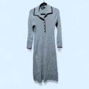 Gray Long-Sleeve Button-Up Dress